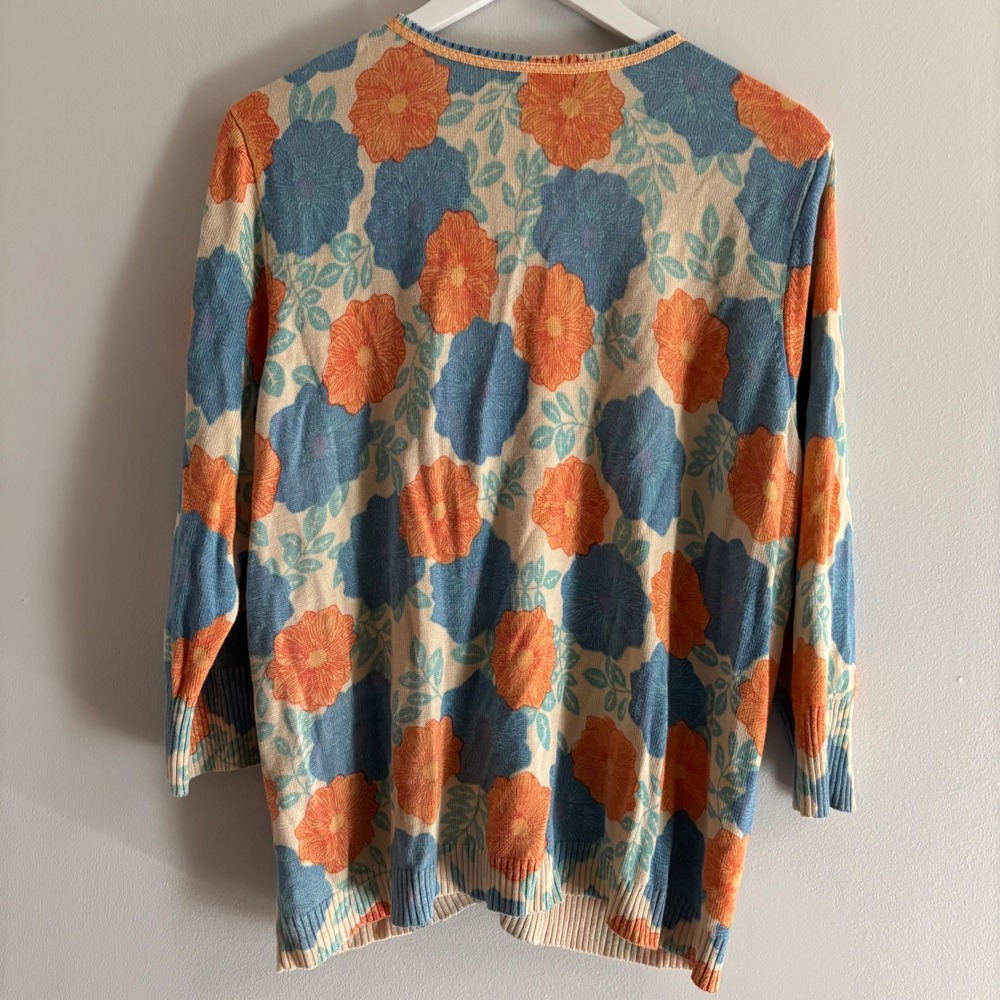 Sigrid Olsen Button Up Cardigan Sweater Women 1x Silk Blend Floral Quiet Luxury - Picture 3 of 10